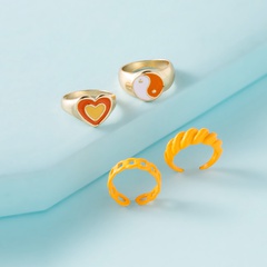 European and American new creative heart-shaped Tai Chi color matching simple open ring 4-piece set