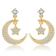 fashion star moon earrings micro inlaid zircon simple personality