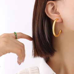 fashion all-match high-quality temperament C-shaped stainless steel earrings