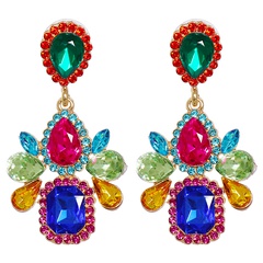 new geometric flower hollow color earrings personality bohemian ear jewelry