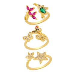 Cross-border new butterfly ring European and American forest flower bird zircon ring