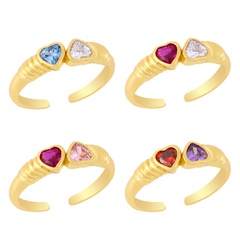 European and American zircon ring creative niche design heart-shaped index finger ring jewelry