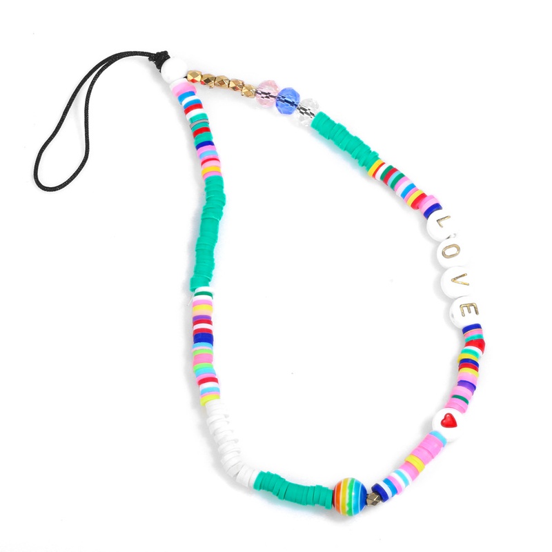 Color soft pottery mobile phone chain rainbow beaded mobile phone lanyard