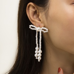 European and American jewelry imitation pearl bow retro earrings