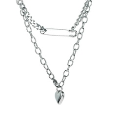 hip hop stacking light luxury niche design heart pendant titanium steel necklace wholesale