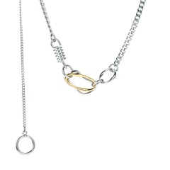 New hip-hop light luxury niche design double ring tassel titanium steel clavicle chain wholesale  NHLN491029