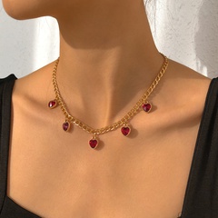 European American Fashion Temperament Heart Glass Diamond Necklace