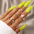 European and American retro jewelry dripping oil rhinestone heart cross butterfly open ring 5piece setpicture12