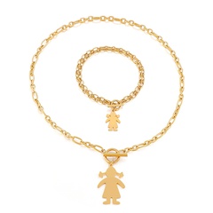 Europäische und amerikanische Mode einfache Halskette Edelstahl OT Schnalle Schlüsselbein Halskette Armband Set Großhandel