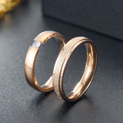 Korea simple titanium steel frosted ring stainless steel zircon rings