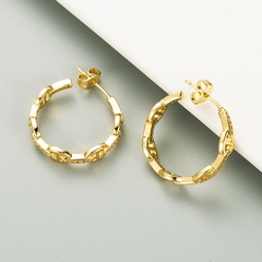 Fashion geometric big ear hoop earrings female brass gold-plated micro-inlaid zircon earrings