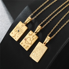 fashion tarot card carved pendant necklace simple light luxury non-fading titanium steel necklace