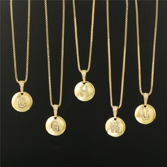 Simple copper inlaid zircon 26 English letter pendent necklace female wholesale