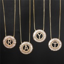 European and American 26 English letter necklace round pendent copper zircon necklace wholesalepicture8