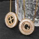 European and American 26 English letter necklace round pendent copper zircon necklace wholesalepicture9