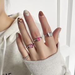 fashion combination fashion ring dripping oil flower butterfly open ring