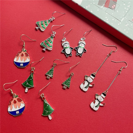 Christmas new alloy dripping oil Santa Claus candy snowman Christmas boots earrings's discount tags