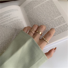 Koreanischer Mode einfacher geometrischer vierteiliger Ring personalisierter Perlenverbindungsring
