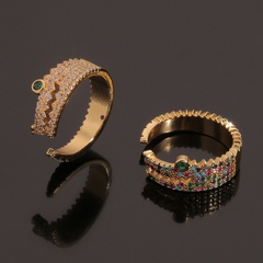 New personality copper inlaid zircon ring crocodile ring retro ring tail ring