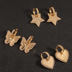 Fashion five-pointed star butterfly copper micro-inlaid zircon earrings wholesale