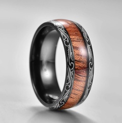 European and American fashion new elegant aristocratic black phoenix wood grain ring