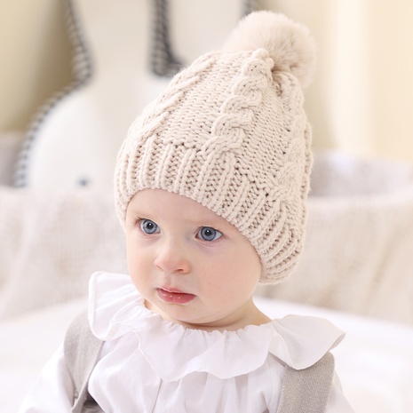 capuchon de boule de laine pour enfants modèles d'automne hiver chaleur infantile chapeaux tricotés de couleur pure 5 couleurs NHWO491318's discount tags