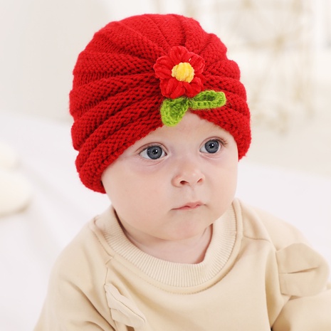 nouveau chapeau de couverture pour enfants chapeau en tricot de fleur de feuille de couleur unie 21 couleurs chapeau chaud d'automne et d'hiver NHWO491317's discount tags