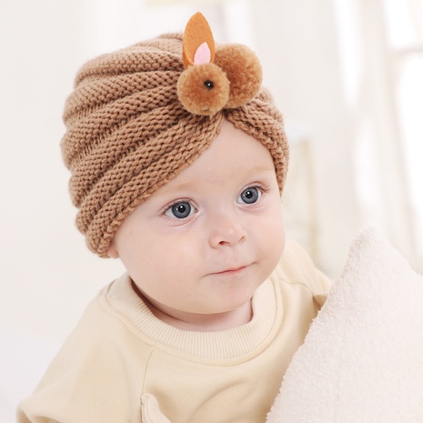 bonnet tricoté en laine pour enfants automne et hiver bébé chaud couleur pure capuche lapin mignon 21 couleurs NHWO491335's discount tags
