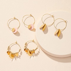 Korea exaggerated geometric alloy earring set