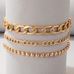 chaussures de mode simples chaîne en métal bracelet de cheville à trois couches bracelet de cheville multicouche à perles rondes géométriques