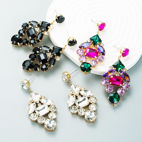 New earrings geometric color rhinestone earrings female wholesale NHLN497496's discount tags