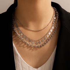 Mode neue Halskette geometrische Quaste Scheibe übertrieben dicke Kette dreilagige Halskette weiblich