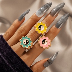 new simple fashion flower gossip ring set cute Tai Chi ring 3-piece set