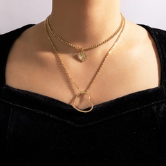 Mode Einfacher Schmuck Herzförmiger Hohler Buchstabe Herz Mehrschichtige Legierung Halskette
