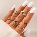 European and American retro jewelry dripping oil rhinestone heart cross butterfly open ring 5piece setpicture8