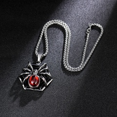 Titanium steel punk geometric spider pendent necklace