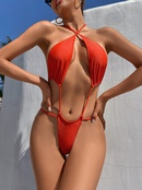 New onepiece swimsuit European and American bikini solid color swimsuit sexy swimsuit strappicture7