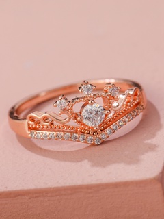 Women's Zircon Micro Inlay Crown Copper Ring