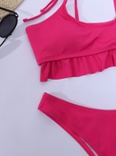 2021 European and American New Ruffled Small Sunken Stripe Bikini Basic Style Split Swimsuit Sexy Swimsuitpicture8