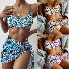 2021 new sexy leopard print bikini three-piece suit swimwear