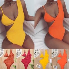 European and American new style one-piece solid color triangle cup sexy swimsuit bikini