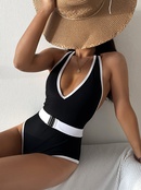 Foreign Trade New OnePiece Swimsuit Sexy Belt Pure Color Bikini Hot Sale at AliExpress Swimsuit Spot Jh012picture10