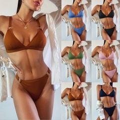 2021 new sexy pit strip fabric bikini swimsuit wholesale