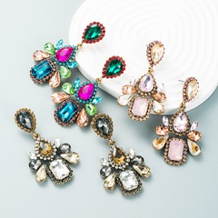 Exaggerated multi-layer drop-shaped acrylic earrings full diamonds retro fashion stud earrings