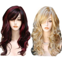 European and American new style ladies big wave light gold long curly hair wig