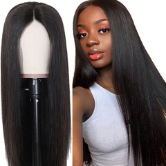 fashion mid-point scalp black long straight hair anime wig stage performance cos wigs