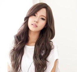 Korean style long curly hair wig long curly oblique bangs wig fluffy wig