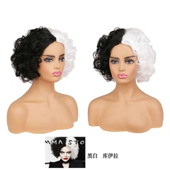 Black and White Two-tone Short Curly Hair Cosplay Wig Wholesale