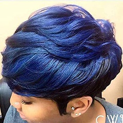 mixed blue bangs natural short hcurls wig wholesale