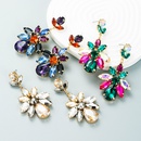 Fashion colored diamond series multilayer alloy diamondstudded glass diamond geometric flower earringspicture10